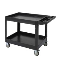 US GARVEE Service Cart 2 Shelf Storage Handle 500 lbs Capacity for Warehouse Garage Cleaning Manufacturing