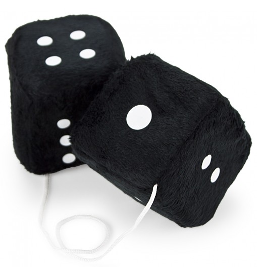 Pair of Black 3in Hanging Fuzzy Dice