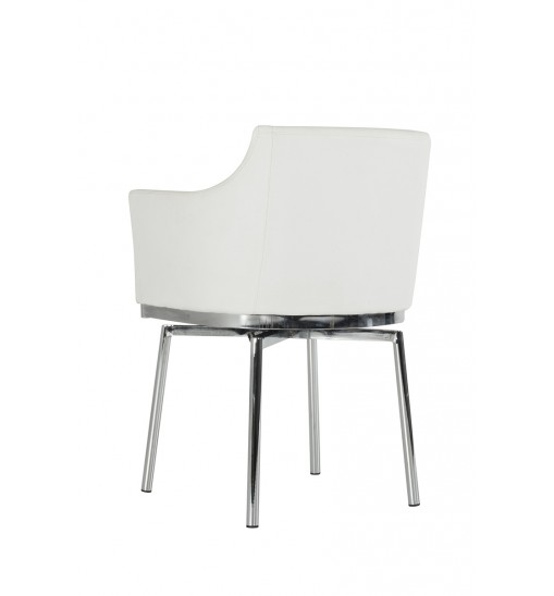 32" White Leatherette And Steel Dining Chair