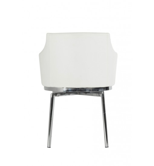 32" White Leatherette And Steel Dining Chair