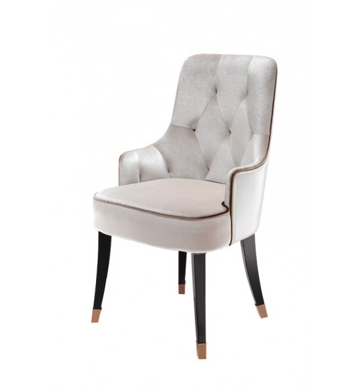 38" White Velvet Fabric Dining Chair