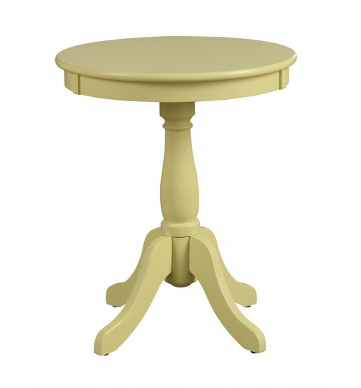 22" Light Yellow Solid Wood Round End Table