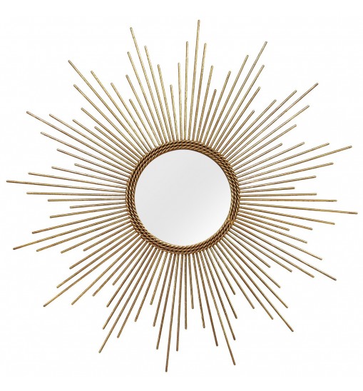 26 Round Gold Metal Sunburst Framed Wall Mirror