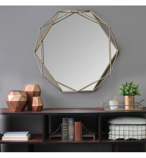 Gold Metal Octagon Framed Wall Mirror