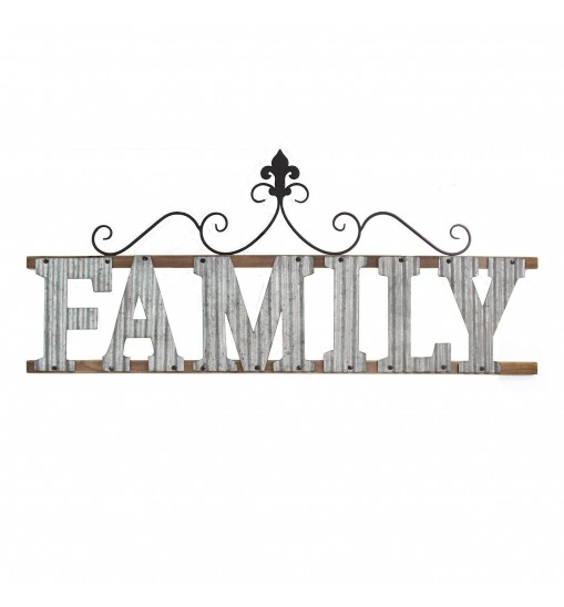 Silver Galvanized Metal Family Wall Decor