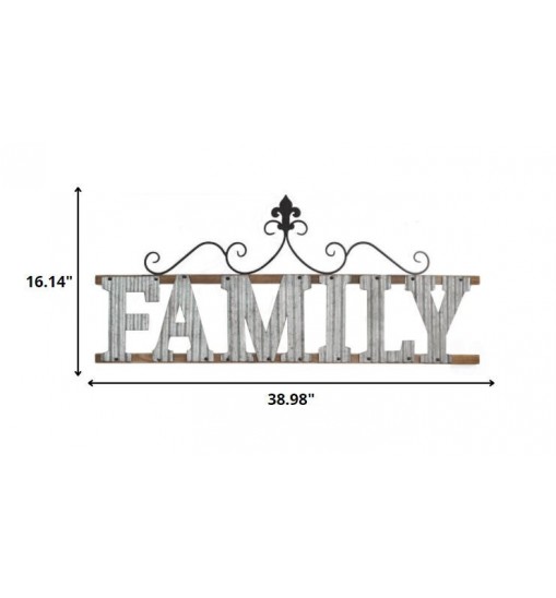 Silver Galvanized Metal Family Wall Decor