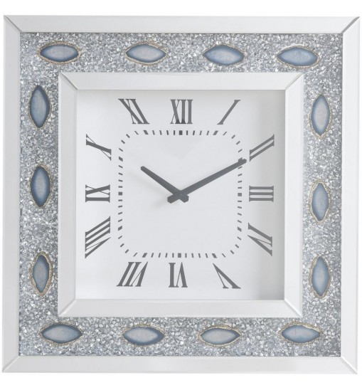 Mirrored Faux Crystal And Agate Wall Clock