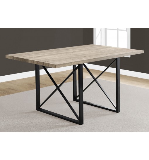 60" Dark Taupe And Black Rectangular Manufactured Wood And Metal Dining Table