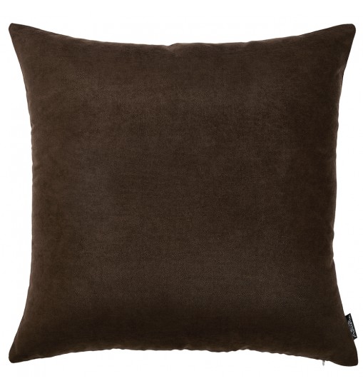 Set Of Two 18 X 18 Brown Solid Color Zippered Polyester Throw Pillow Cover