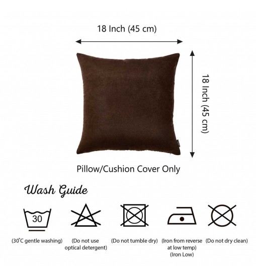 Set Of Two 18 X 18 Brown Solid Color Zippered Polyester Throw Pillow Cover