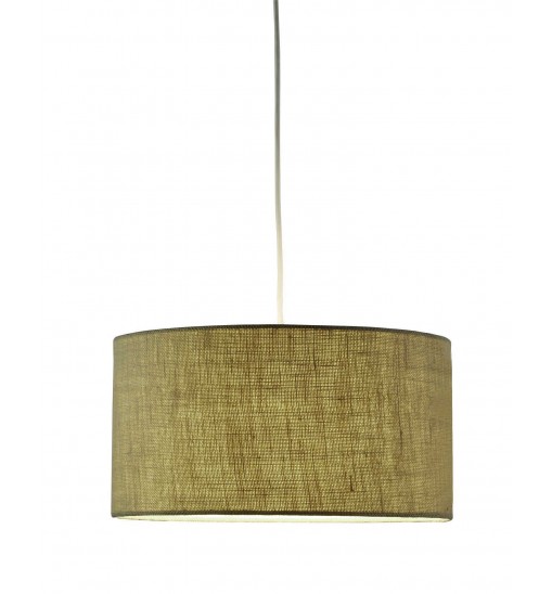 Burlap Fabric Light Brown Electric Drum Pendant Lamp