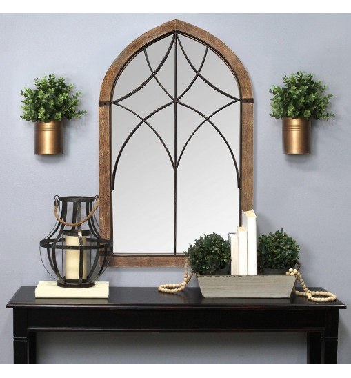 Cathedral Wood Framed Vintage Mirror