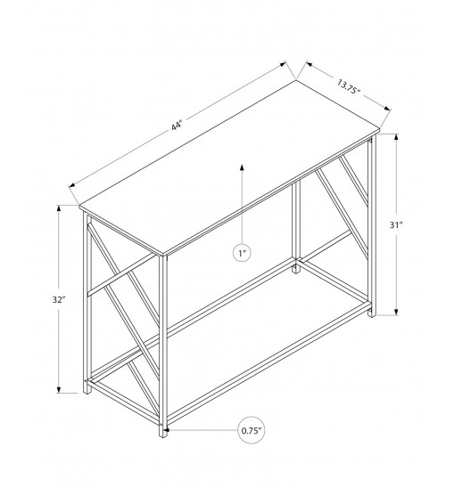 44" Gray And Black Frame Console Table