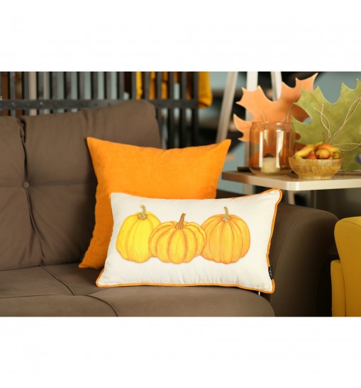 Set Of 2 20" Thanksgiving Pumpkin Throw Pillow Cover In Multicolor