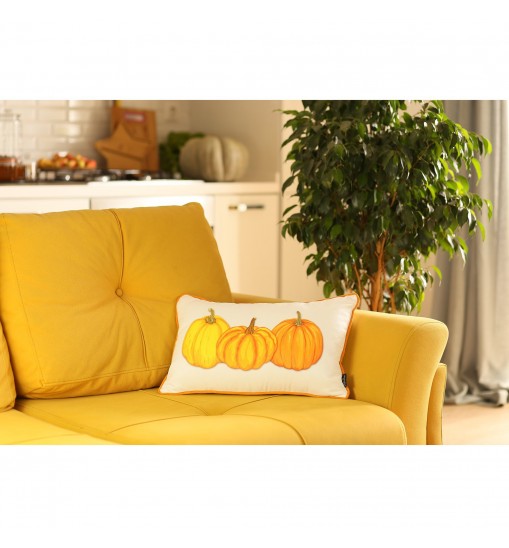 Set Of 2 20" Thanksgiving Pumpkin Throw Pillow Cover In Multicolor