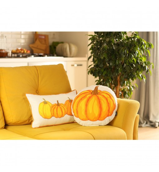 Set Of 2 20" Thanksgiving Pumpkin Throw Pillow Cover In Multicolor