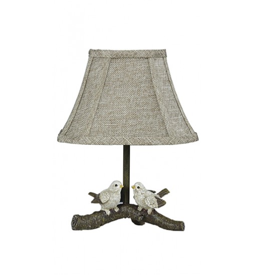 13" Brown Bedside Table Lamp With Tan Empire Shade