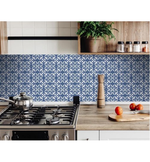 6" X 6" Wedgwood Blue And White  Peel And Stick Removable Tiles