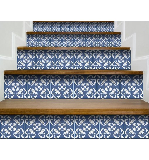 6" X 6" Wedgwood Blue And White  Peel And Stick Removable Tiles