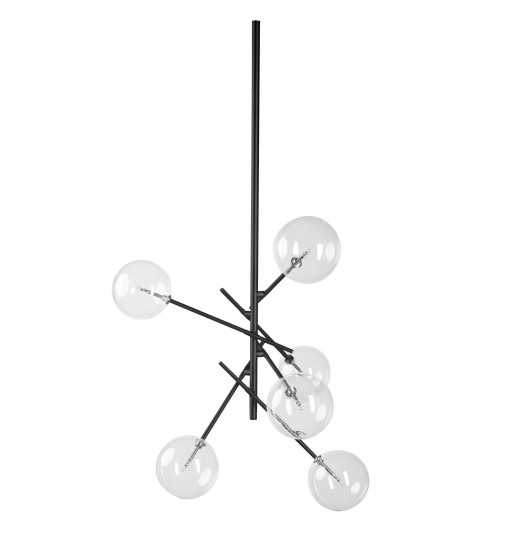 Industrial Black Metal Six Bulb Hanging Light