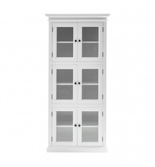 35" White Solid Wood Frame Standard Accent Cabinet With Six Shelves