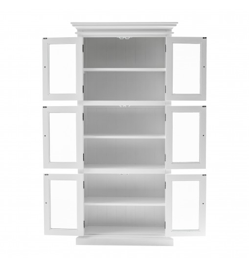 35" White Solid Wood Frame Standard Accent Cabinet With Six Shelves