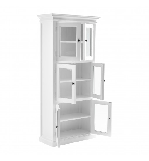 35" White Solid Wood Frame Standard Accent Cabinet With Six Shelves