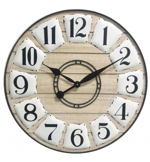 24" Circle Black and White Wood Analog Wall Clock