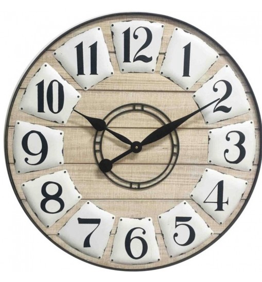 24" Circle Black and White Wood Analog Wall Clock