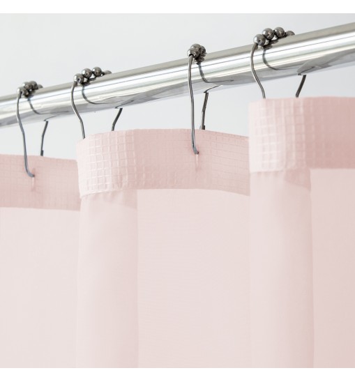 Blush Sheer and Grid Shower Curtain and Liner Set