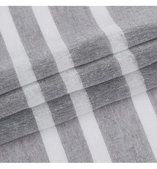 Silvery Gray and White Striped Shower Curtain