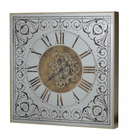 Silver And Gold Antique Style Square Wall Clock