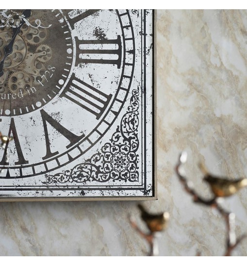 Silver And Gold Antique Style Square Wall Clock