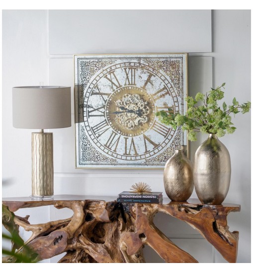 Silver And Gold Antique Style Square Wall Clock