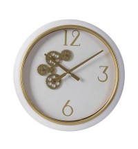 White and Gold Gears Minimal Wall Clock