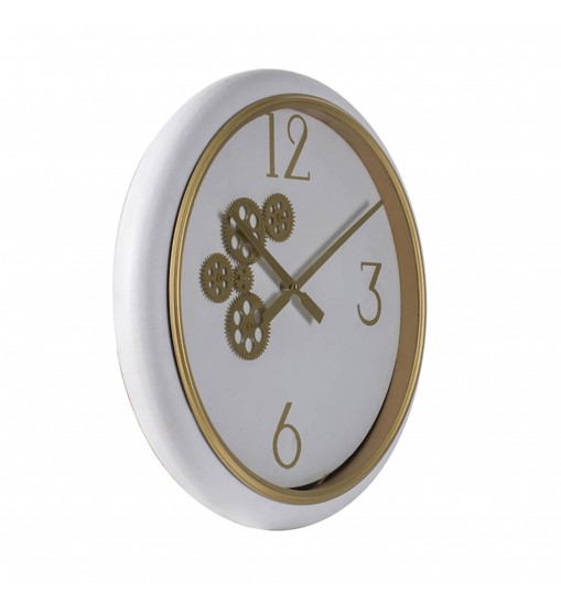 White and Gold Gears Minimal Wall Clock