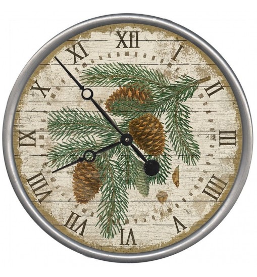 18" Vintage Douglas Fir Pine Sprig Wall Clock