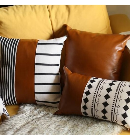 Decorative Vegan Faux Leather Throw Pillow