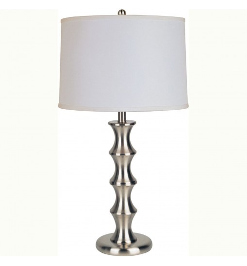 30" Black Solid Wood Bedside Table Lamp With White Shade