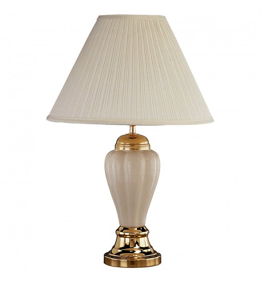 27" Beige Ceramic Bedside Table Lamp With Off-White Shade