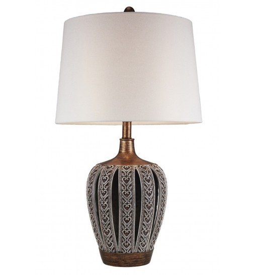 Primo Tall Brown Table Lamp with White Lamp Shade