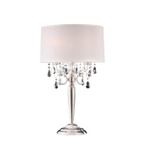 Glam Silver Scroll Chandelier Faux Crystal Table Lamp