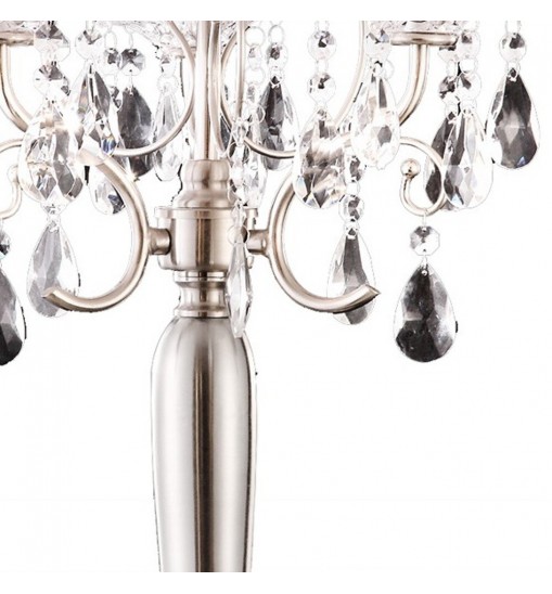 Glam Silver Scroll Chandelier Faux Crystal Table Lamp