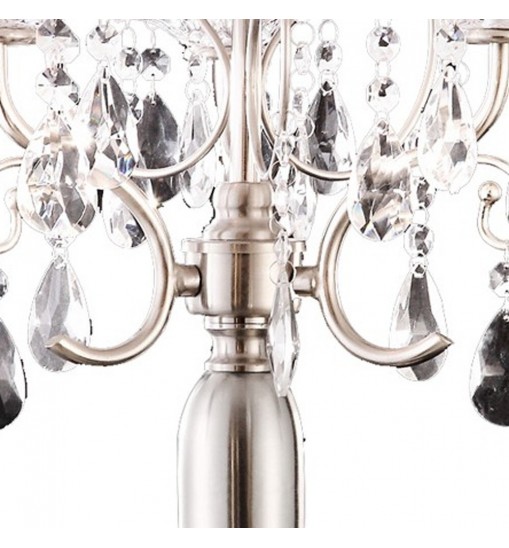 Glam Silver Scroll Chandelier Faux Crystal Table Lamp