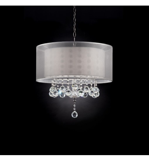 Chic Silver Ceiling Lamp with Crystal Accents and Silver Shade