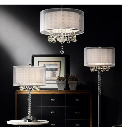 Chic Silver Ceiling Lamp with Crystal Accents and Silver Shade