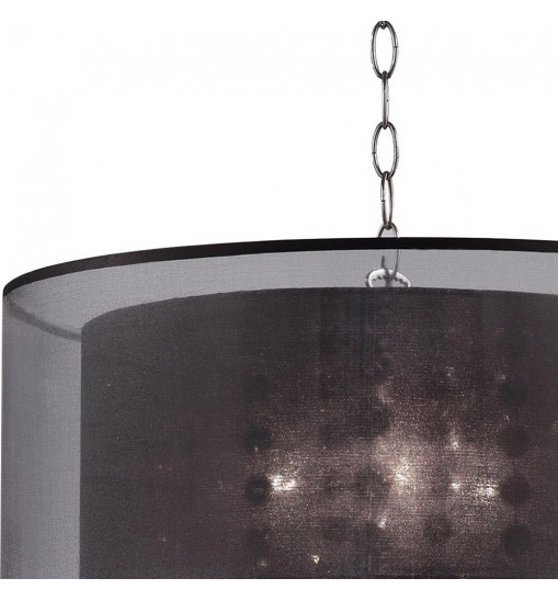 Contempo Silver Ceiling Lamp with Black Shade and Crystal Accents