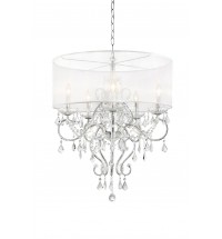 Glam Silver Faux Crystal Hanging Celing Lamp with See Thru Shade