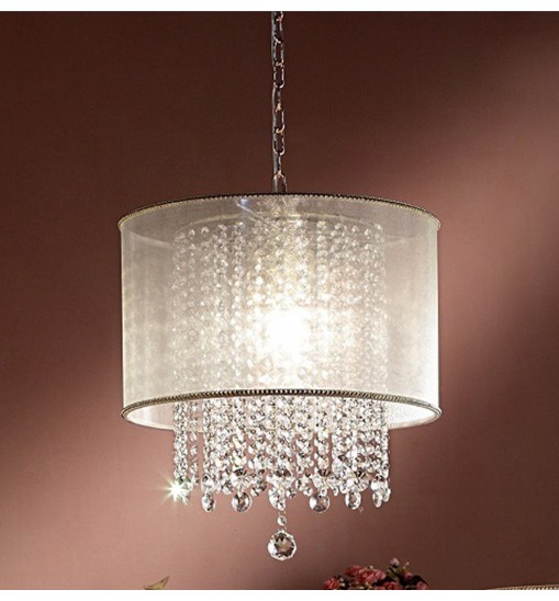 Primo Gold Finish Ceiling Lamp with Crystal Accents and White Shade