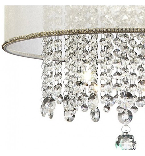 Primo Gold Finish Ceiling Lamp with Crystal Accents and White Shade